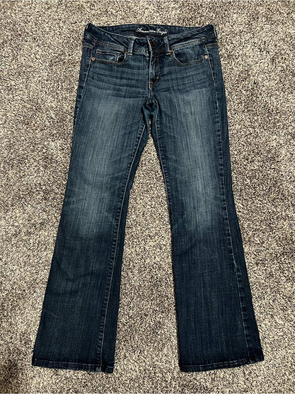 American Eagle Outfitters Dark Blue Low-Rise Bootcut Jeans